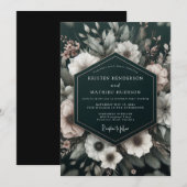 Noir Ethereal Bloom Hochzeit Einladung (Vorne/Hinten)