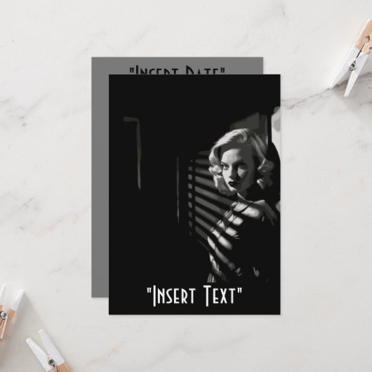 Noir Femme Fatale Einladung (Vorderseite/Rückseite Beispiel)
