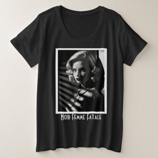 Noir Femme Fatale Große Größe T-Shirt (Design vorne)