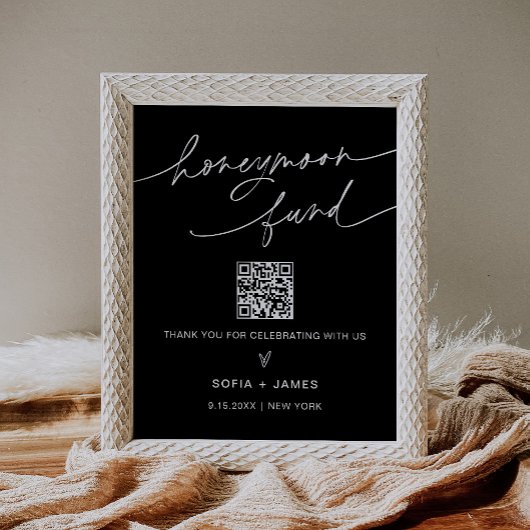 NOIR Honeymoon Fund Wedding Sign Poster