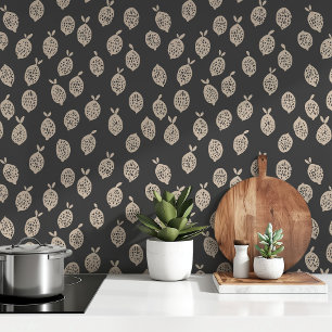 Noir Lemons: Chic Black & Beige Minimalistisch Tapete