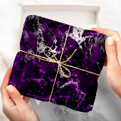 Noir Lila Silver White Marble Shiny Glam Geschenkpapier