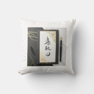 Noir Luxe: Black & Gold Minimalistisches Throw Kis Kissen