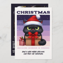 Noir Luxe Funny Cat Retro Christmas Photo Feiertagskarte