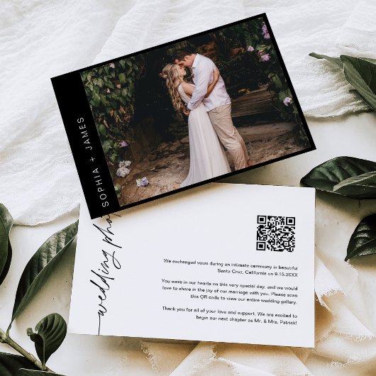 NOIR Minimal Elopement Hochzeitsankündigung Einladung