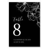 Noir Minimalist Black & White Botanical Tischnummer (Vorderseite)