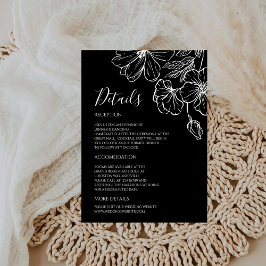 Noir Minimalist Schwarz-Weiß Botanische Details Begleitkarte