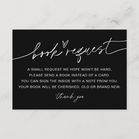 NOIR Minimalistisch Baby Book Request Insert (Vorderseite)