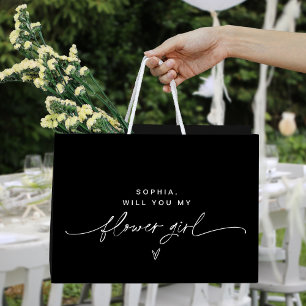 NOIR Minimalistisch Flower Girl Geschenktasche Große Geschenktüte