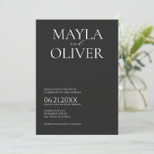 Noir Minimalistisch mit Foto Wedding Einladung (Stehend Vorderseite)