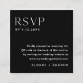 NOIR Minimalistische RSVP-Karte, QR-Code einfügen Begleitkarte (Vorderseite)
