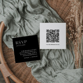 NOIR Minimalistische RSVP-Karte, QR-Code einfügen Begleitkarte