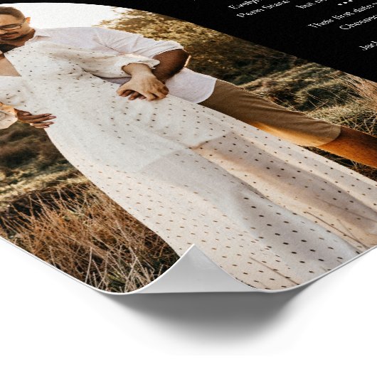 NOIR Minimalistische Tischnummer mit Fun Facts 8x1 Poster (Ecke)