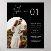 NOIR Minimalistische Tischnummer mit Fun Facts 8x1 Poster (Vorne)