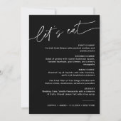 NOIR Modern Black Wedding Dinner Menu 12x18 Einladung (Vorderseite)