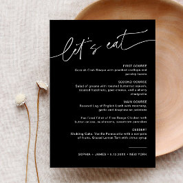 NOIR Modern Black Wedding Dinner Menu 12x18 Einladung