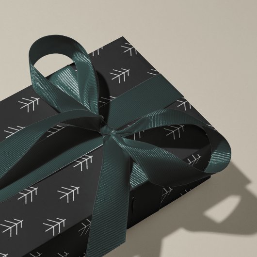 Noir | Modernes Baummuster Geschenkpapier