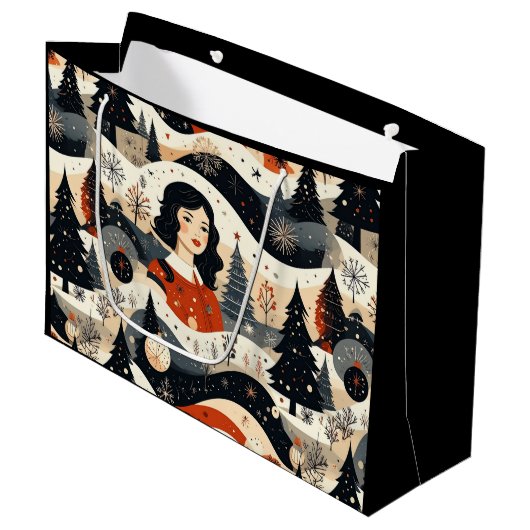 Noir Noël Große Geschenktüte (Vorderseite Schrägansicht)