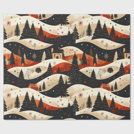 Noir Noël - Haus Geschenkpapier (Flach)
