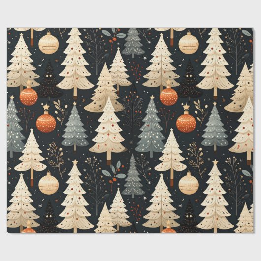 Noir Noël tree Geschenkpapier (Flach)