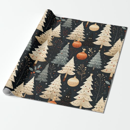 Noir Noël tree Geschenkpapier (Ungerollt)