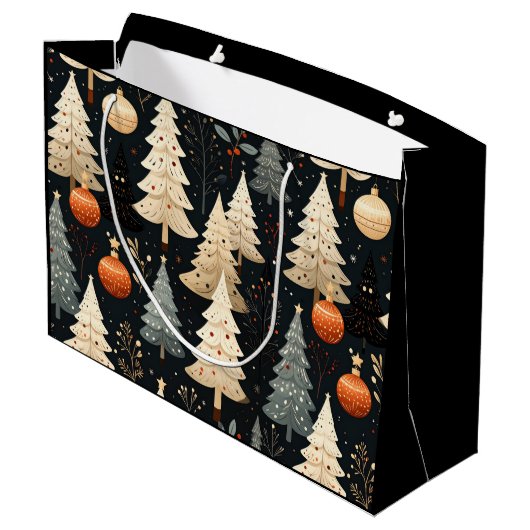 Noir Noël tree Große Geschenktüte (Rückseite Schrägansicht)