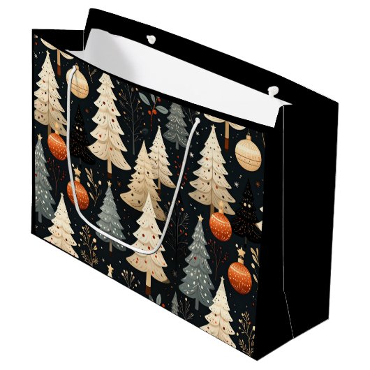 Noir Noël tree Große Geschenktüte (Vorderseite Schrägansicht)