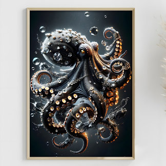 Noir Octopus Fantasy Dark Tintenfisch Surreal Tent Poster