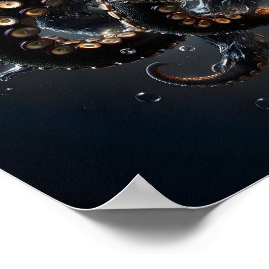 Noir Octopus Fantasy Dark Tintenfisch Surreal Tent Poster (Ecke)