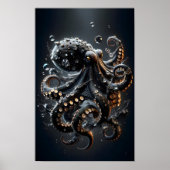 Noir Octopus Fantasy Dark Tintenfisch Surreal Tent Poster (Vorne)