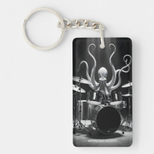 Noir-Oktopus-Schlagzeuger-Bühnenperformance-Schlüs Schlüsselanhänger