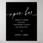 NOIR Open Bar Wedding Sign Poster (Vorne)