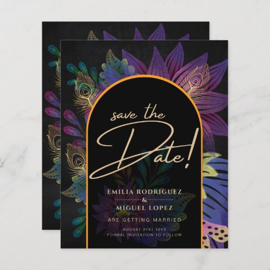 Noir Peacock Jewel Tones Floral Wedding (Vorne/Hinten)