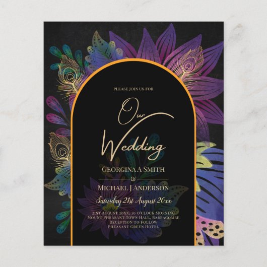 Noir Peacock Jewel Tones Floral Wedding (Vorderseite)