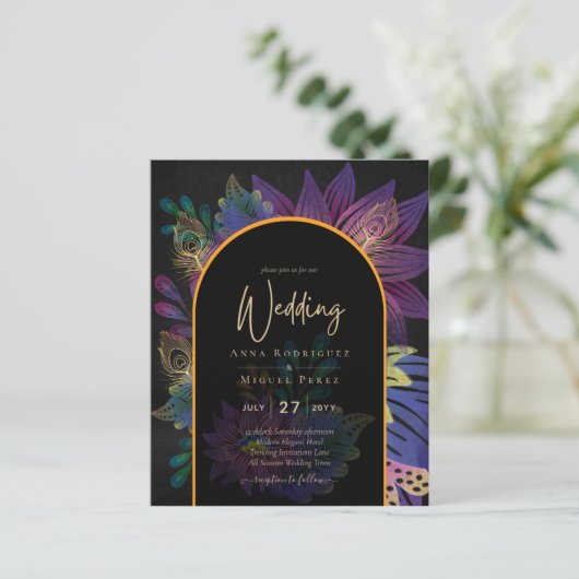 Noir Peacock Jewel Tones Floral Wedding (Stehend Vorderseite)