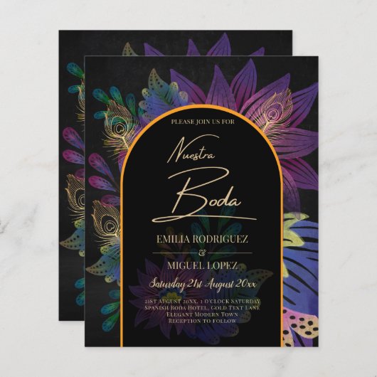 Noir Peacock Jewel Tones Floral Wedding (Vorne/Hinten)