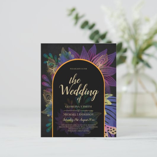 Noir Peacock Jewel Tones Floral Wedding (Stehend Vorderseite)