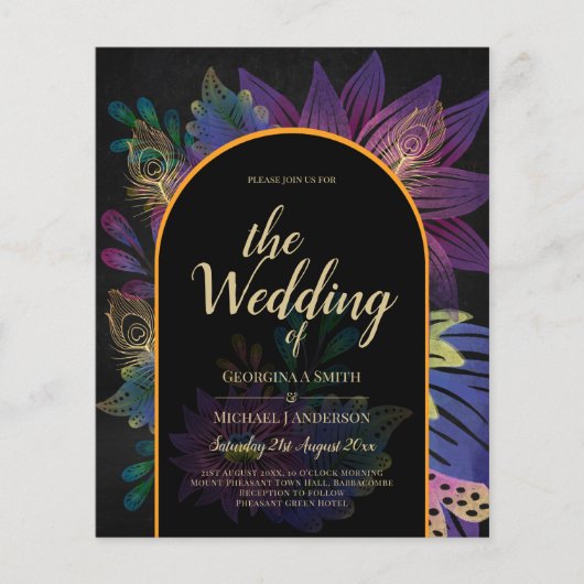 Noir Peacock Jewel Tones Floral Wedding (Vorderseite)