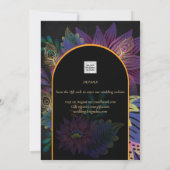 Noir Peacock Jewel Tones Floral Wedding Einladung (Rückseite)