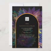 Noir Peacock Jewel Tones Floral Wedding Einladung (Rückseite)