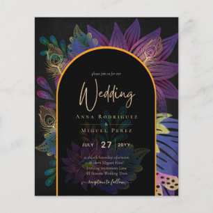 Noir Peacock Jewel Tones Floral Wedding Flyer