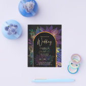 Noir Peacock Jewel Tones Floral Wedding Flyer (Einzeln)