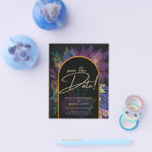 Noir Peacock Jewel Tones Floral Wedding Flyer (Einzeln)