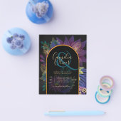 Noir Peacock Jewel Tones Floral Wedding Flyer (Einzeln)