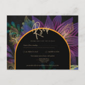 Noir Peacock Jewel Tones Floral Wedding Postkarte (Vorderseite)