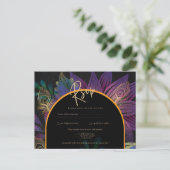 Noir Peacock Jewel Tones Floral Wedding Postkarte (Stehend Vorderseite)