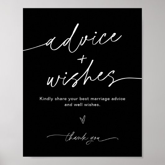 NOIR Rat und Wünsche Hochzeitszeichen Poster (Vorne)