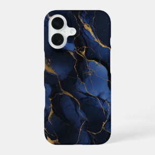 Noir Saphir Luxus Mitternachtsnavy Marmor Gold iPhone 16 Hülle