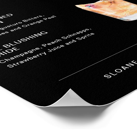 NOIR Signature Drinks Hochzeitszeichen Schwarz 8x1 Poster (Ecke)