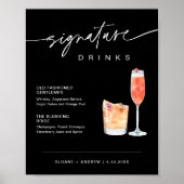 NOIR Signature Drinks Hochzeitszeichen Schwarz 8x1 Poster (Vorne)